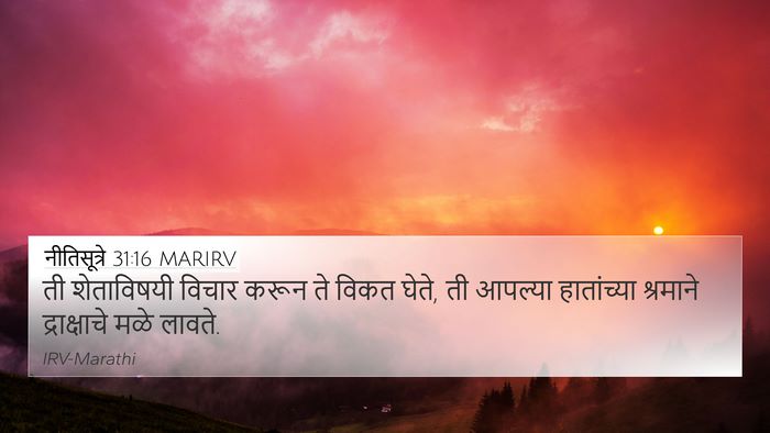 नीतिसूत्रे 31:16 MARIRV 4K Wallpaper - ती शेताविषयी - 4K Wallpaper Bible Verse