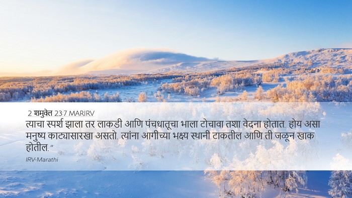 2 शमुवेल 23:7 MARIRV Desktop Wallpaper - त्याचा स्पर्श - Desktop Bible Verse Wallpaper