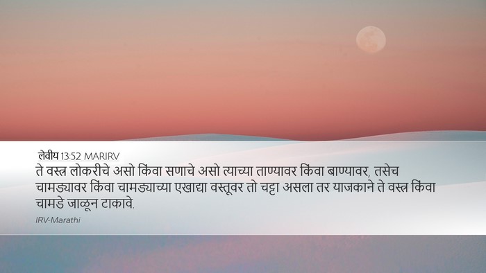 लेवीय 13:52 MARIRV Desktop Wallpaper - ते वस्त्र लोकरीचे - Desktop Bible Verse Wallpaper
