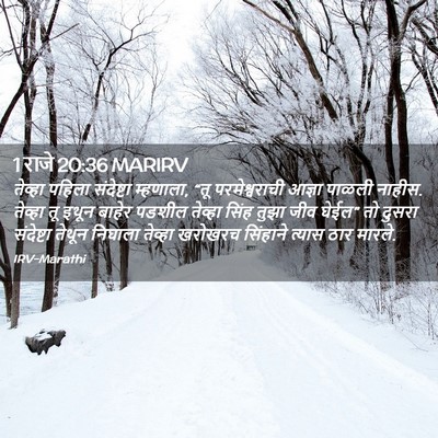 Picture 02 - 1 राजे 20:36 MARIRV - तेव्हा पहिला - Bible Verse Picture