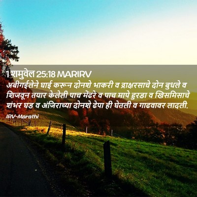 Picture 02 - 1 शमुवेल 25:18 MARIRV - अबीगईलेने घाई - Bible Verse Picture