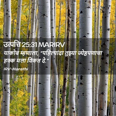 Picture 02 - उत्पत्ति 25:31 MARIRV - याकोब म्हणाला, - Bible Verse Picture