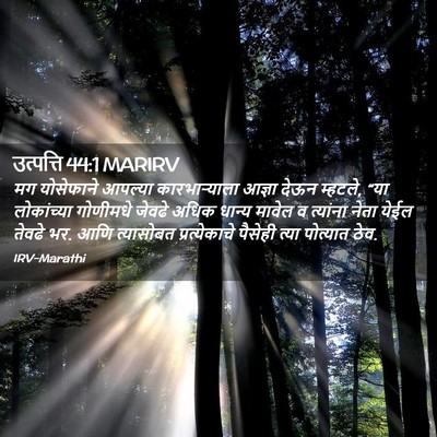 Picture 02 - उत्पत्ति 44:1 MARIRV - मग योसेफाने - Bible Verse Picture