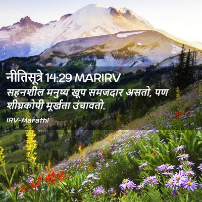 Picture 02 - नीतिसूत्रे 14:29 MARIRV - सहनशील मनुष्य खूप - Bible Verse Picture