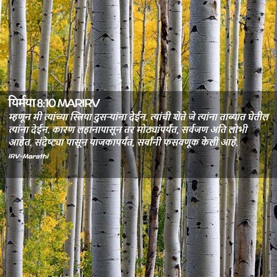 Picture 02 - यिर्मया 8:10 MARIRV - म्हणून मी - Bible Verse Picture