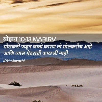 Picture 02 - योहान 10:13 MARIRV - मोलकरी पळून जातो - Bible Verse Picture