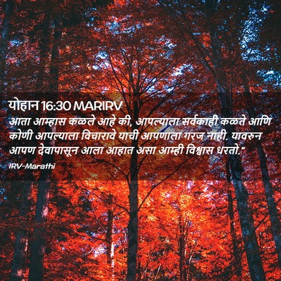 Picture 02 - योहान 16:30 MARIRV - आता आम्हास कळले - Bible Verse Picture