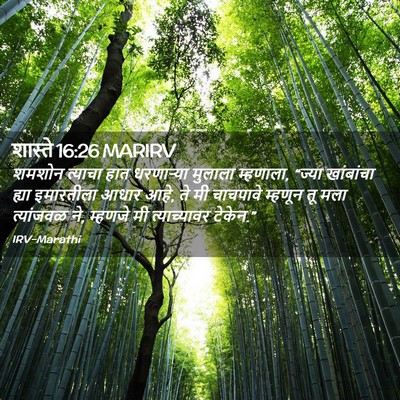 Picture 02 - शास्ते 16:26 MARIRV - शमशोन त्याचा हात - Bible Verse Picture
