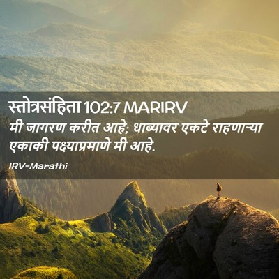 Picture 02 - स्तोत्रसंहिता 102:7 MARIRV - मी जागरण करीत आहे; - Bible Verse Picture