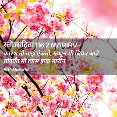 Picture 02 - स्तोत्रसंहिता 116:2 MARIRV - कारण तो माझे ऐकतो, - Bible Verse Picture