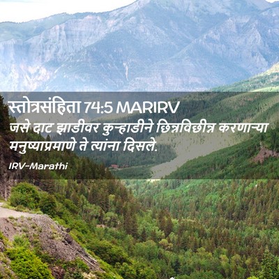 Picture 02 - स्तोत्रसंहिता 74:5 MARIRV - जसे दाट झाडीवर - Bible Verse Picture