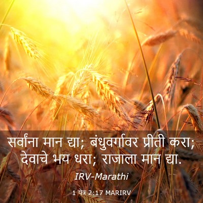 Picture 03 - 1 पेत्र 2:17 MARIRV - सर्वांना मान द्या; - Bible Verse Picture