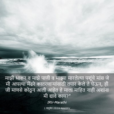 Picture 03 - 1 शमुवेल 25:11 MARIRV - माझी भाकर व माझे - Bible Verse Picture