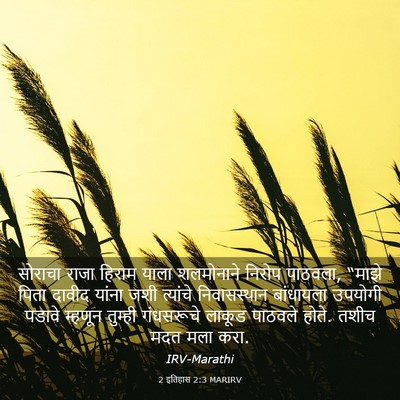 Picture 03 - 2 इतिहास 2:3 MARIRV - सोराचा राजा हिराम - Bible Verse Picture