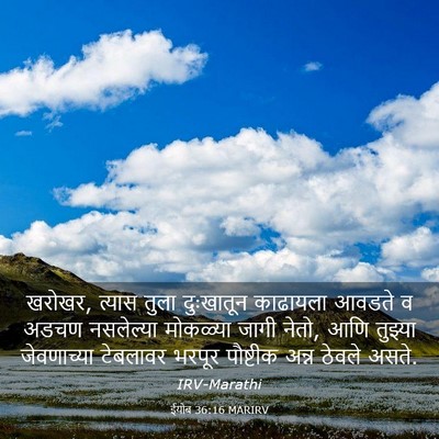 Picture 03 - ईयोब 36:16 MARIRV - खरोखर, त्यास तुला - Bible Verse Picture