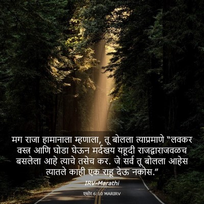 Picture 03 - एस्तेर 6:10 MARIRV - मग राजा हामानाला - Bible Verse Picture
