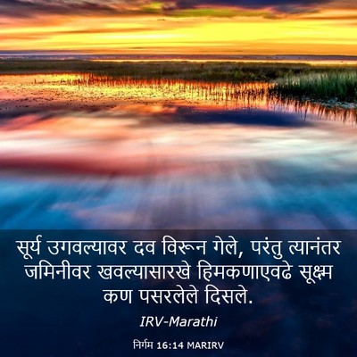 Picture 03 - निर्गम 16:14 MARIRV - सूर्य उगवल्यावर - Bible Verse Picture
