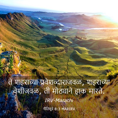 Picture 03 - नीतिसूत्रे 8:3 MARIRV - ते शहराच्या - Bible Verse Picture
