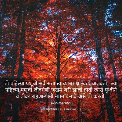 Picture 03 - प्रकटीकरण 13:12 MARIRV - तो पहिल्या पशूची - Bible Verse Picture