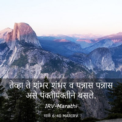 Picture 03 - मार्क 6:40 MARIRV - तेव्हा ते शंभर - Bible Verse Picture