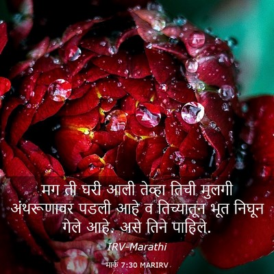 Picture 03 - मार्क 7:30 MARIRV - मग ती घरी आली - Bible Verse Picture