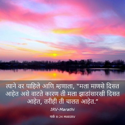 Picture 03 - मार्क 8:24 MARIRV - त्याने वर पाहिले - Bible Verse Picture