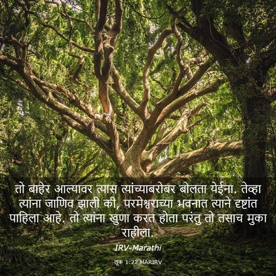 Picture 03 - लूक 1:22 MARIRV - तो बाहेर आल्यावर - Bible Verse Picture
