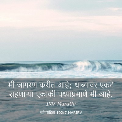Picture 03 - स्तोत्रसंहिता 102:7 MARIRV - मी जागरण करीत आहे; - Bible Verse Picture