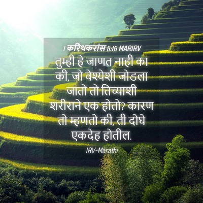 Picture 04 - 1 करिंथकरांस 6:16 MARIRV - तुम्ही हे जाणत - Bible Verse Picture