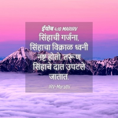 Picture 04 - ईयोब 4:10 MARIRV - सिंहाची गर्जना, - Bible Verse Picture