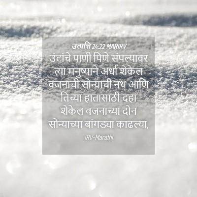 Picture 04 - उत्पत्ति 24:22 MARIRV - उंटांचे पाणी पिणे - Bible Verse Picture