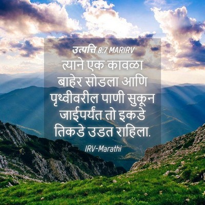 Picture 04 - उत्पत्ति 8:7 MARIRV - त्याने एक कावळा - Bible Verse Picture