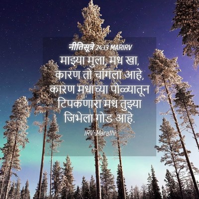 Picture 04 - नीतिसूत्रे 24:13 MARIRV - माझ्या मुला, मध खा, - Bible Verse Picture