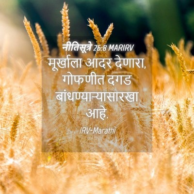 Picture 04 - नीतिसूत्रे 26:8 MARIRV - मूर्खाला आदर - Bible Verse Picture