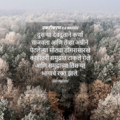 Picture 04 - प्रकटीकरण 8:8 MARIRV - दुसऱ्या देवदूताने - Bible Verse Picture