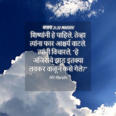 Picture 04 - मत्तय 21:20 MARIRV - शिष्यांनी हे - Bible Verse Picture
