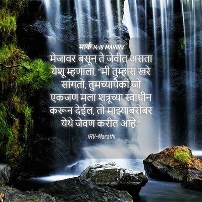 Picture 04 - मार्क 14:18 MARIRV - मेजावर बसून ते - Bible Verse Picture