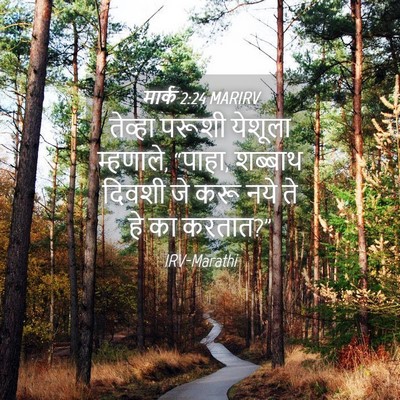 Picture 04 - मार्क 2:24 MARIRV - तेव्हा परूशी - Bible Verse Picture