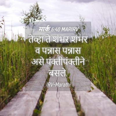 Picture 04 - मार्क 6:40 MARIRV - तेव्हा ते शंभर - Bible Verse Picture