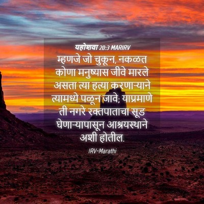 Picture 04 - यहोशवा 20:3 MARIRV - म्हणजे जो चुकून, - Bible Verse Picture