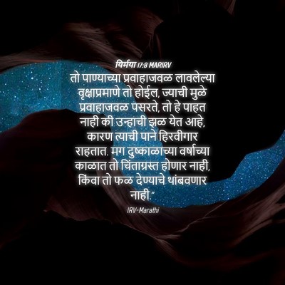Picture 04 - यिर्मया 17:8 MARIRV - तो पाण्याच्या - Bible Verse Picture