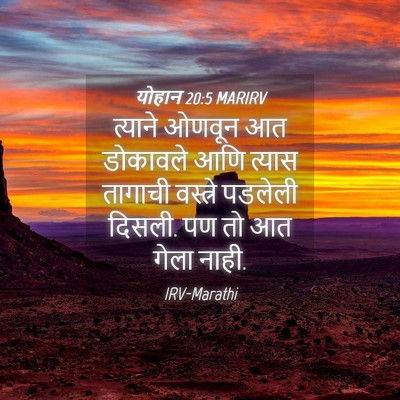 Picture 04 - योहान 20:5 MARIRV - त्याने ओणवून आत - Bible Verse Picture