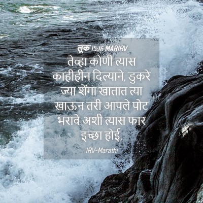 Picture 04 - लूक 15:16 MARIRV - तेव्हा कोणी त्यास - Bible Verse Picture