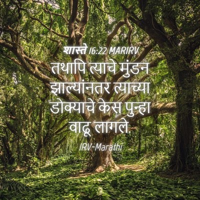 Picture 04 - शास्ते 16:22 MARIRV - तथापि त्याचे - Bible Verse Picture