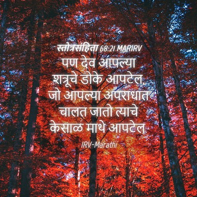 Picture 04 - स्तोत्रसंहिता 68:21 MARIRV - पण देव आपल्या - Bible Verse Picture