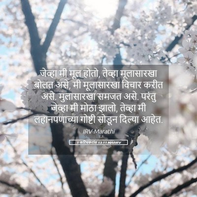 Picture 05 - 1 करिंथकरांस 13:11 MARIRV - जेव्हा मी मूल होतो, - Bible Verse Picture