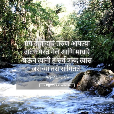 Picture 05 - 1 शमुवेल 25:12 MARIRV - मग दावीदाचे तरुण - Bible Verse Picture