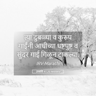 Picture 05 - उत्पत्ति 41:20 MARIRV - त्या दुबळ्या व - Bible Verse Picture