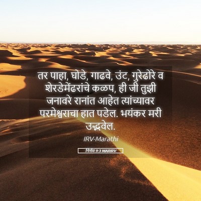 Picture 05 - निर्गम 9:3 MARIRV - तर पाहा, घोडे, - Bible Verse Picture