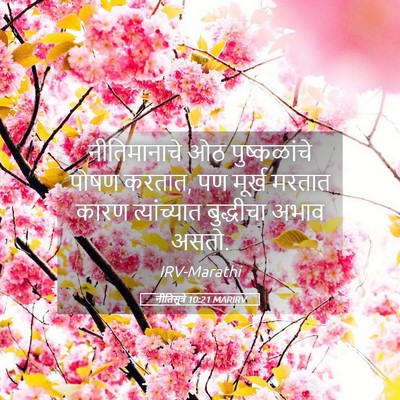 Picture 05 - नीतिसूत्रे 10:21 MARIRV - नीतिमानाचे ओठ - Bible Verse Picture